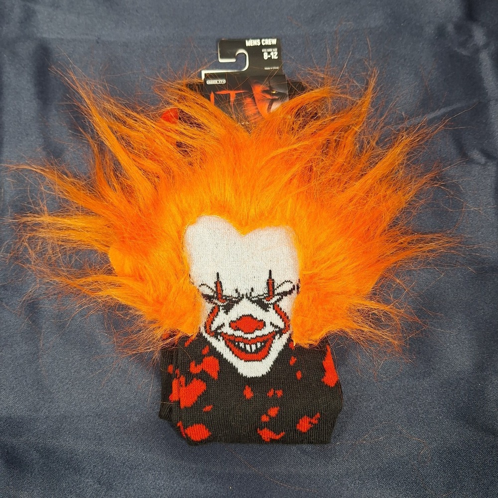 New IT Chapter Two Pennywise Crew Socks Hairy Orange Wig 🤡Bioworld Mens OneSize